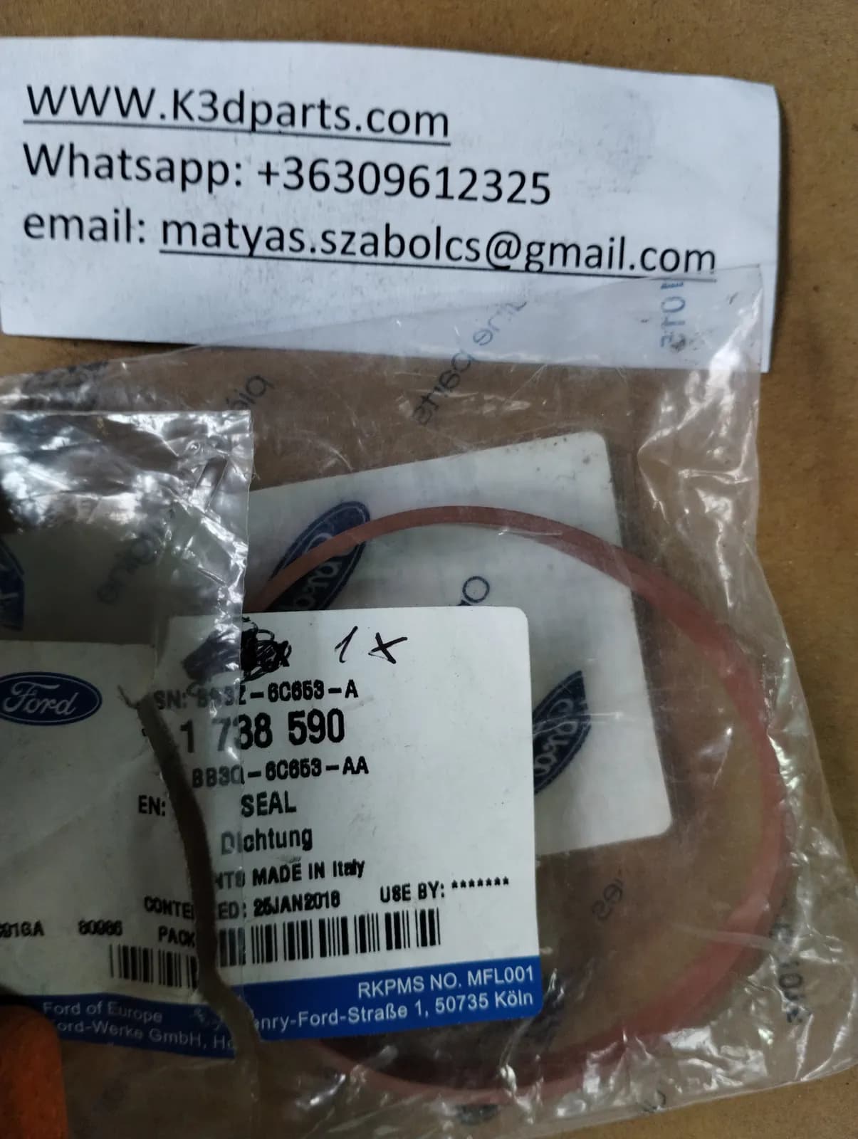 Ranger, Transit Inlet Manifold Seal. Part number 1738590, BB3Q 6C653 AA.