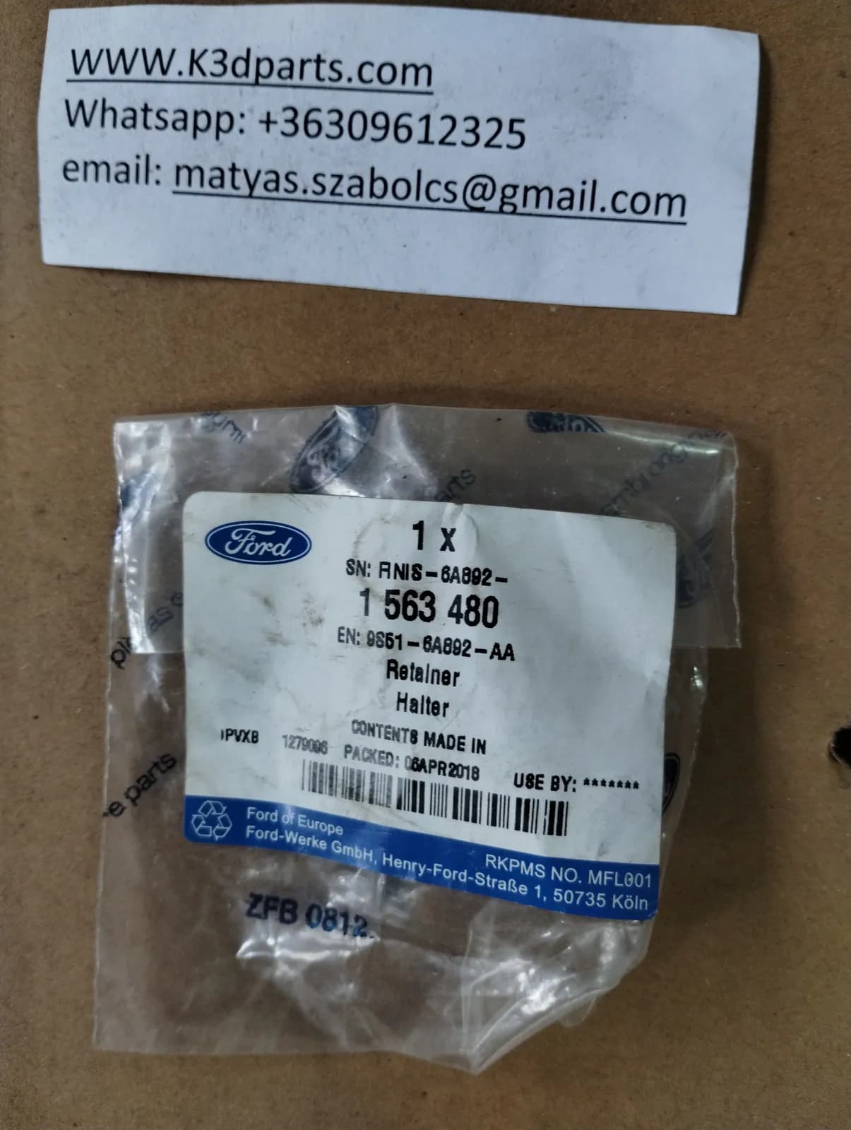 Genuine Ford KA Mk2 1.2 Mpi 4 Cyl Petrol Cam Position Sensor Retainer. Part number 1563480, 9S51 6A892 AA.