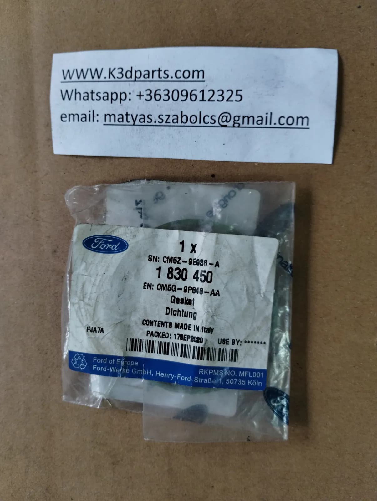 Genuine Ford INLET MANIFOLD GASKET. Part number 1830450, CM5Q 9P848 AA.