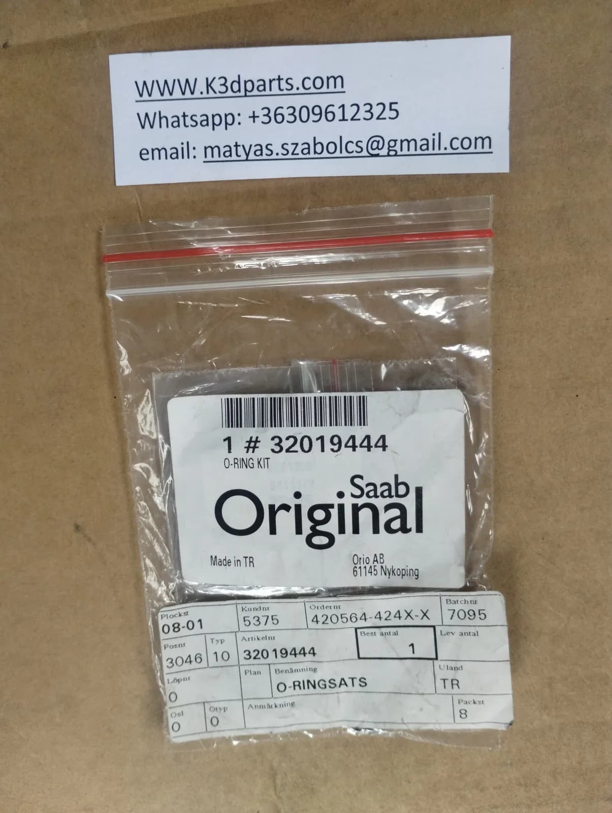 Genuine Saab Seal, Convertible top hydraulic Saab 9-3 (2003-) Part Number: 32019444.