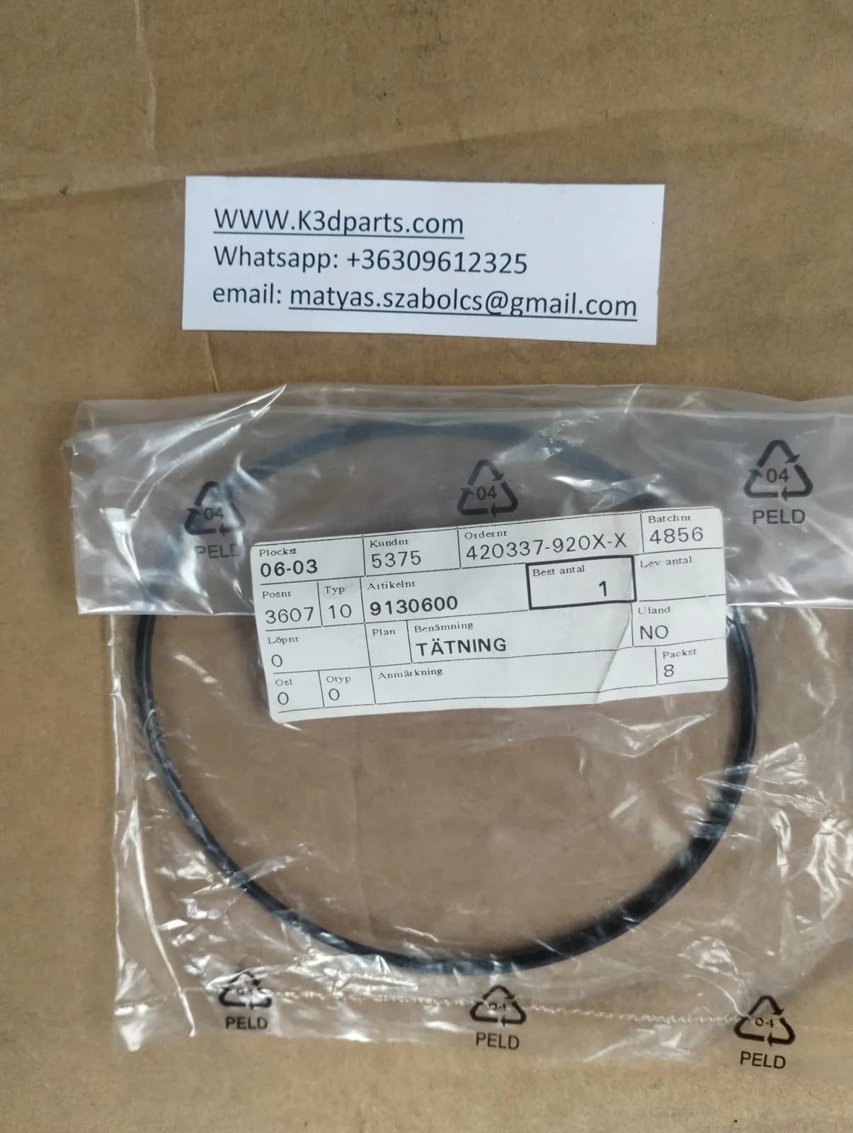 Genuine Saab Seal, Oil pump, 9-3 (-2003), 9-5 (-2010), 900 (1994-), 9000. Part Number: 9130600.