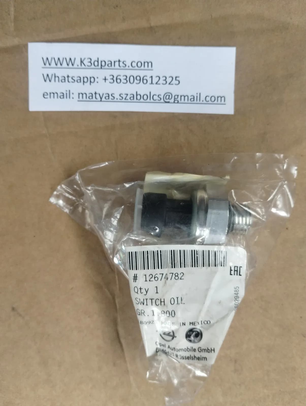 Genuine Saab Oil pressure switch. Number: 12674782.