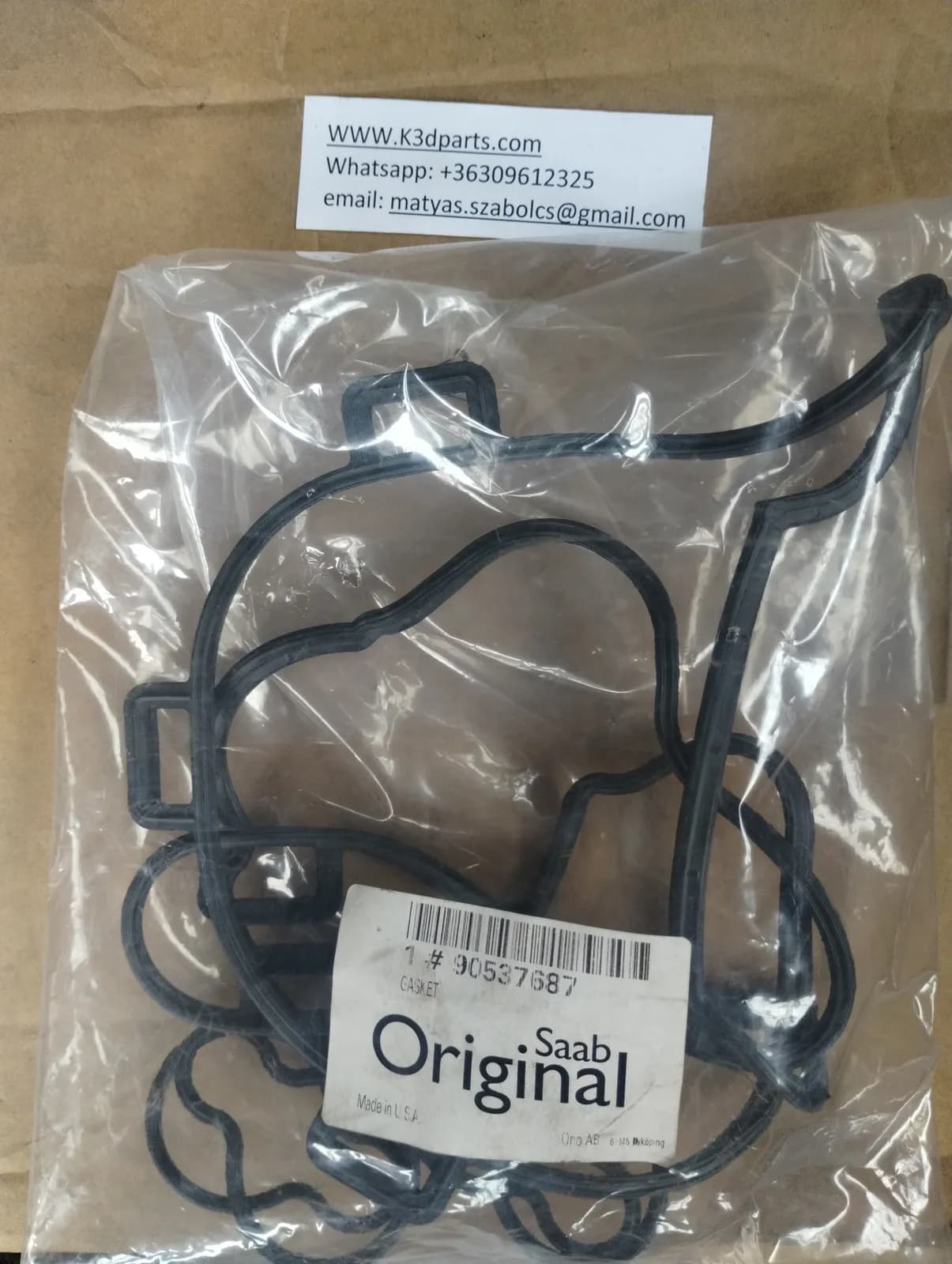 Genuine Saab Gasket set, Valve cover.Valve Cover, B207 2.0T 9-3 (2003-  Number: 90537687.