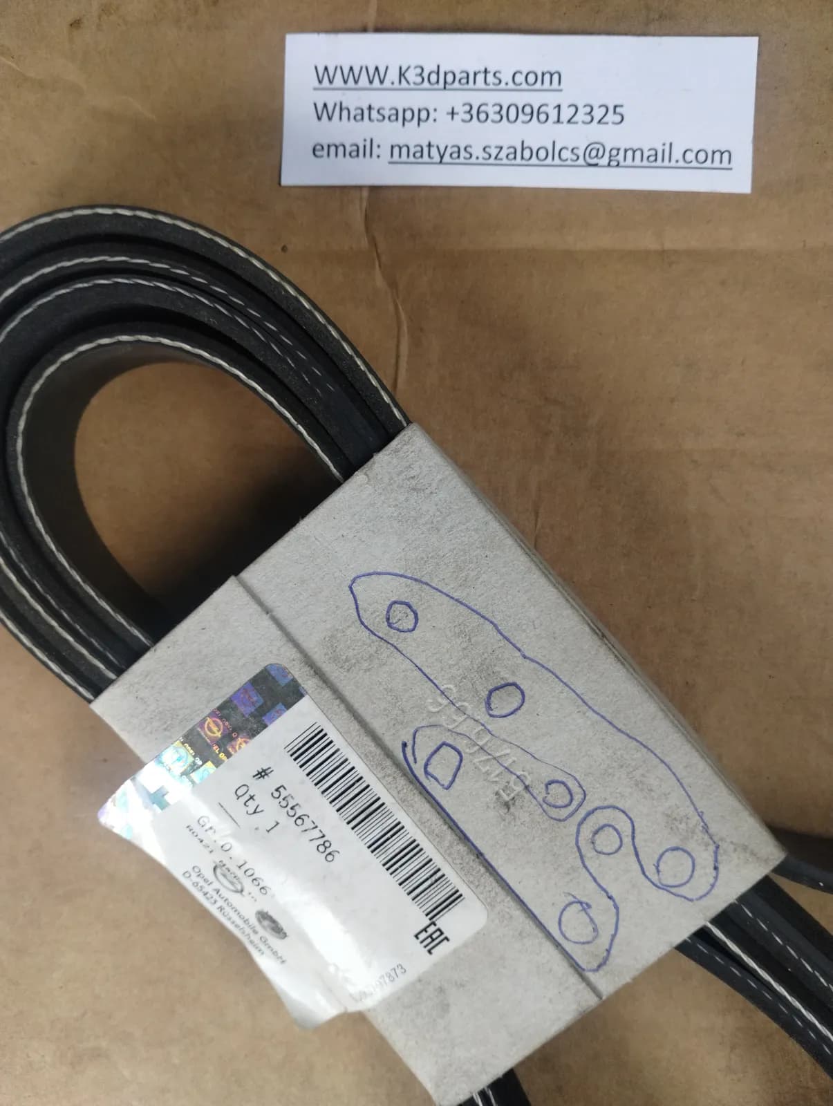 Genuine Saab Serpentine Belt (2.8T V6). Part number 55567786. 