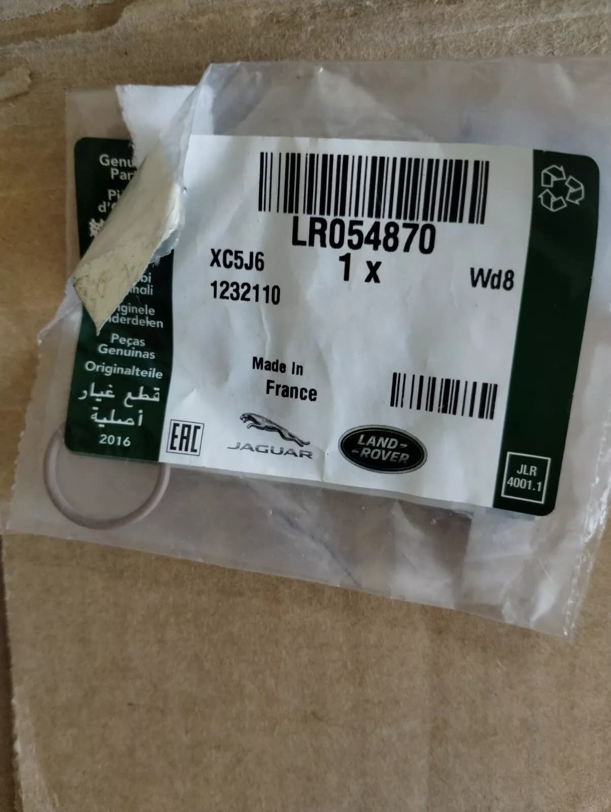 Genuine Jaguar, Land Rover, O ring 4 Pcs No: LR054870