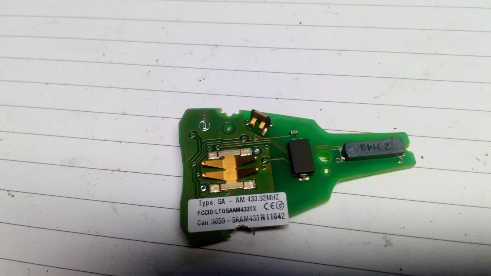 SAAB 9-3 4 Button Key Circuit Board from Saab Workshop no:3659-SAAM 433 N11042