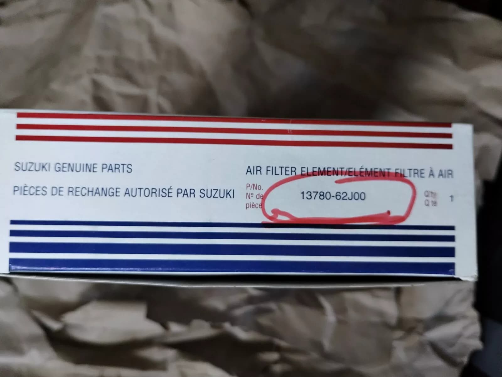 Genuine Suzuki Filter No: 13780-62J00