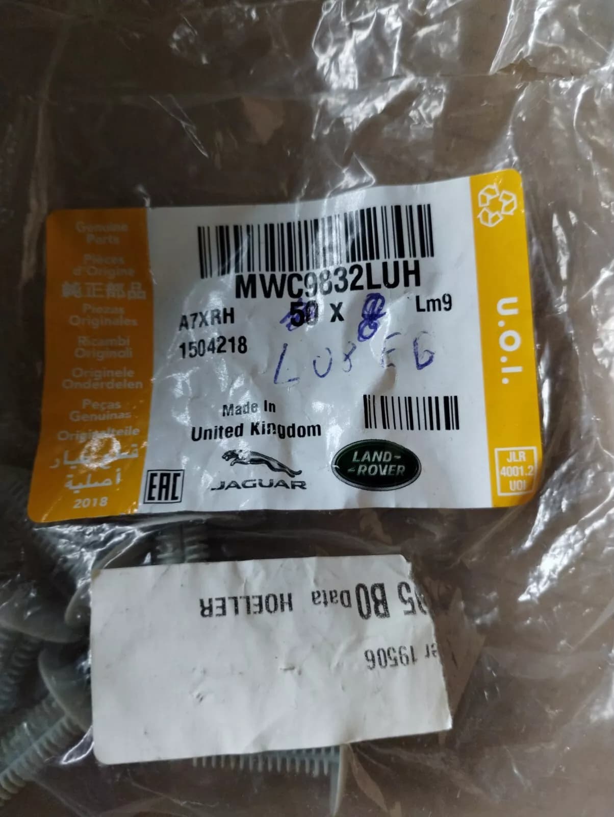 Genuine Jaguar, Land Rover, clip 7 Pcs Nr: MWC9832LUH